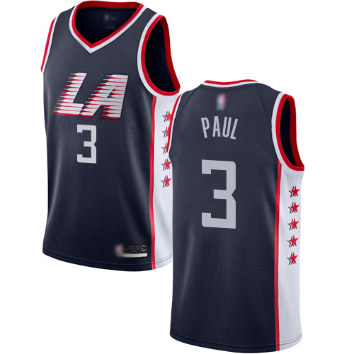 Authentic Men's Chris Paul Navy Blue Jersey - #3 Basketball Los Angeles Clippers City Edition