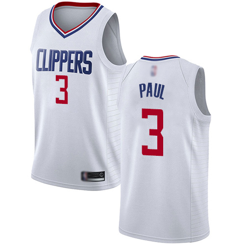 Authentic Men's Chris Paul White Jersey - #3 Basketball Los Angeles Clippers Association Edition