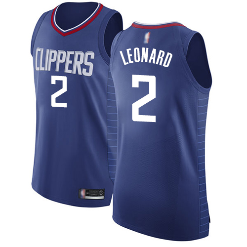 Authentic Men's Kawhi Leonard Blue Jersey - #2 Basketball Los Angeles Clippers Icon Edition