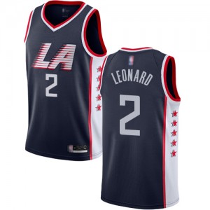 Authentic Men's Kawhi Leonard Navy Blue Jersey - #2 Basketball Los Angeles Clippers City Edition