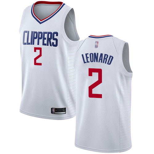 Authentic Men's Kawhi Leonard White Jersey - #2 Basketball Los Angeles  Clippers Association Edition
