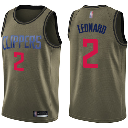 Swingman Men's Kawhi Leonard Green Jersey - #2 Basketball Los Angeles Clippers Salute to Service