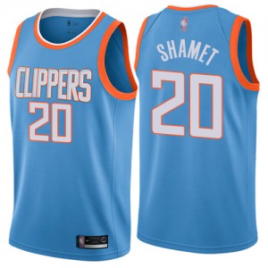 Authentic Men's Landry Shamet Blue Jersey - #20 Basketball Los Angeles Clippers City Edition