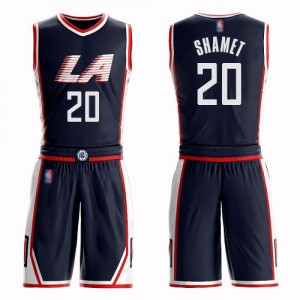 Swingman Men's Landry Shamet Navy Blue Jersey - #20 Basketball Los Angeles Clippers Suit City Edition