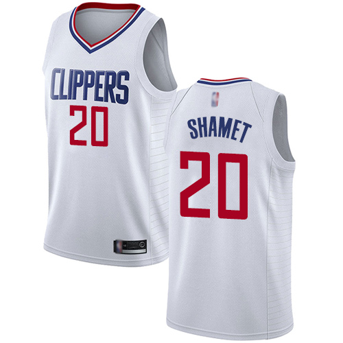 Swingman Men's Landry Shamet White Jersey - #20 Basketball Los Angeles Clippers Association Edition