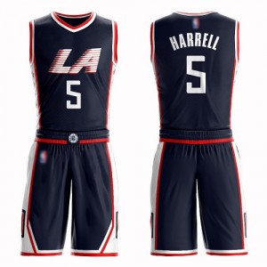 Authentic Men's Montrezl Harrell Navy Blue Jersey - #5 Basketball Los Angeles Clippers Suit City Edition