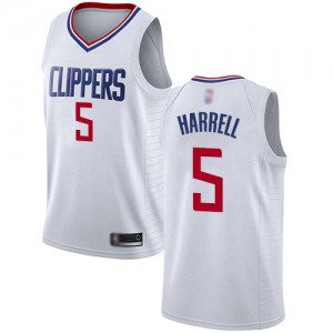 Authentic Men's Montrezl Harrell White Jersey - #5 Basketball Los Angeles Clippers Association Edition