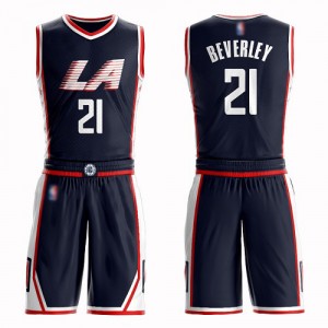 Authentic Men's Patrick Beverley Navy Blue Jersey - #21 Basketball Los Angeles Clippers Suit City Edition