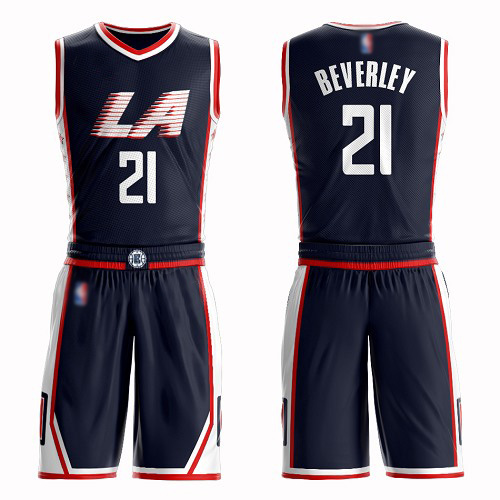 Authentic Men's Patrick Beverley Navy Blue Jersey - #21 Basketball Los Angeles Clippers Suit City Edition