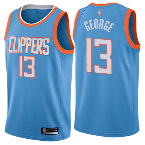 Authentic Men's Paul George Blue Jersey - #13 Basketball Los Angeles Clippers City Edition