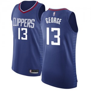 Authentic Men's Paul George Blue Jersey - #13 Basketball Los Angeles Clippers Icon Edition
