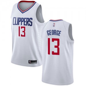 Authentic Men's Paul George White Jersey - #13 Basketball Los Angeles Clippers Association Edition