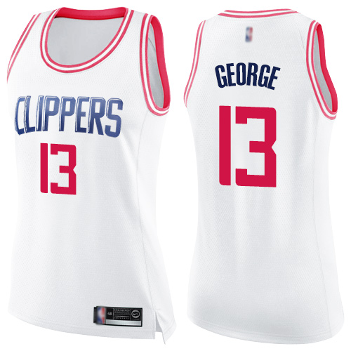 Swingman Women's Paul George White/Pink Jersey - #13 Basketball Los Angeles Clippers Fashion