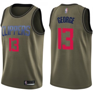 Swingman Youth Paul George Green Jersey - #13 Basketball Los Angeles Clippers Salute to Service