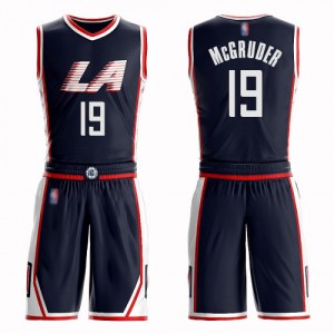Authentic Men's Rodney McGruder Navy Blue Jersey - #19 Basketball Los Angeles Clippers Suit City Edition