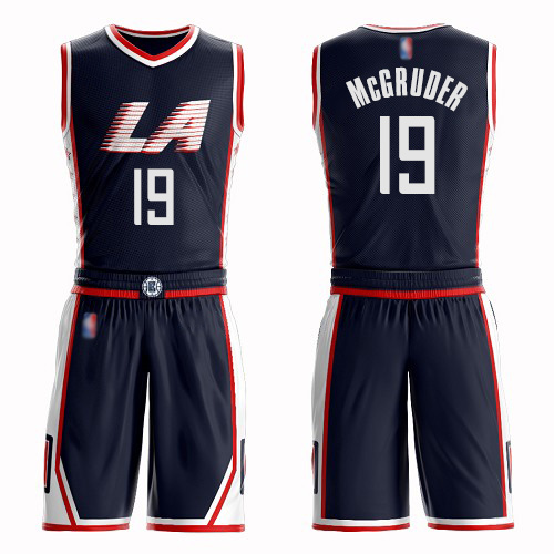 Swingman Men's Rodney McGruder Navy Blue Jersey - #19 Basketball Los Angeles Clippers Suit City Edition