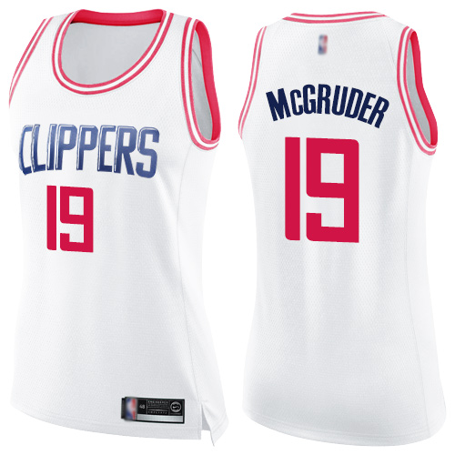 Swingman Women's Rodney McGruder White/Pink Jersey - #19 Basketball Los Angeles Clippers Fashion