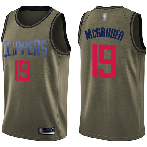 Swingman Youth Rodney McGruder Green Jersey - #19 Basketball Los Angeles Clippers Salute to Service