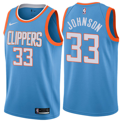 Swingman Men's Wesley Johnson Blue Jersey - #33 Basketball Los Angeles Clippers City Edition