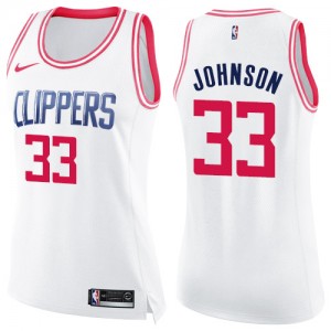 Swingman Women's Wesley Johnson White/Pink Jersey - #33 Basketball Los Angeles Clippers Fashion